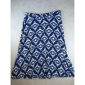 Talbots Button Front Midi A-Line Skirt Size 16 Blue Flowy